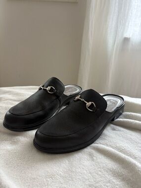 Naot Black Slip-On loafer mule clog leather